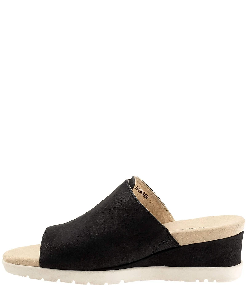 SoftWalk Newberry Suede Buckle Wedge Slide Sandals