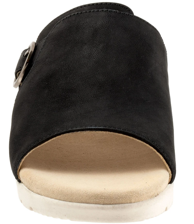 SoftWalk Newberry Suede Buckle Wedge Slide Sandals