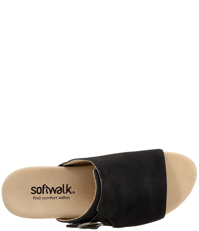 SoftWalk Newberry Suede Buckle Wedge Slide Sandals