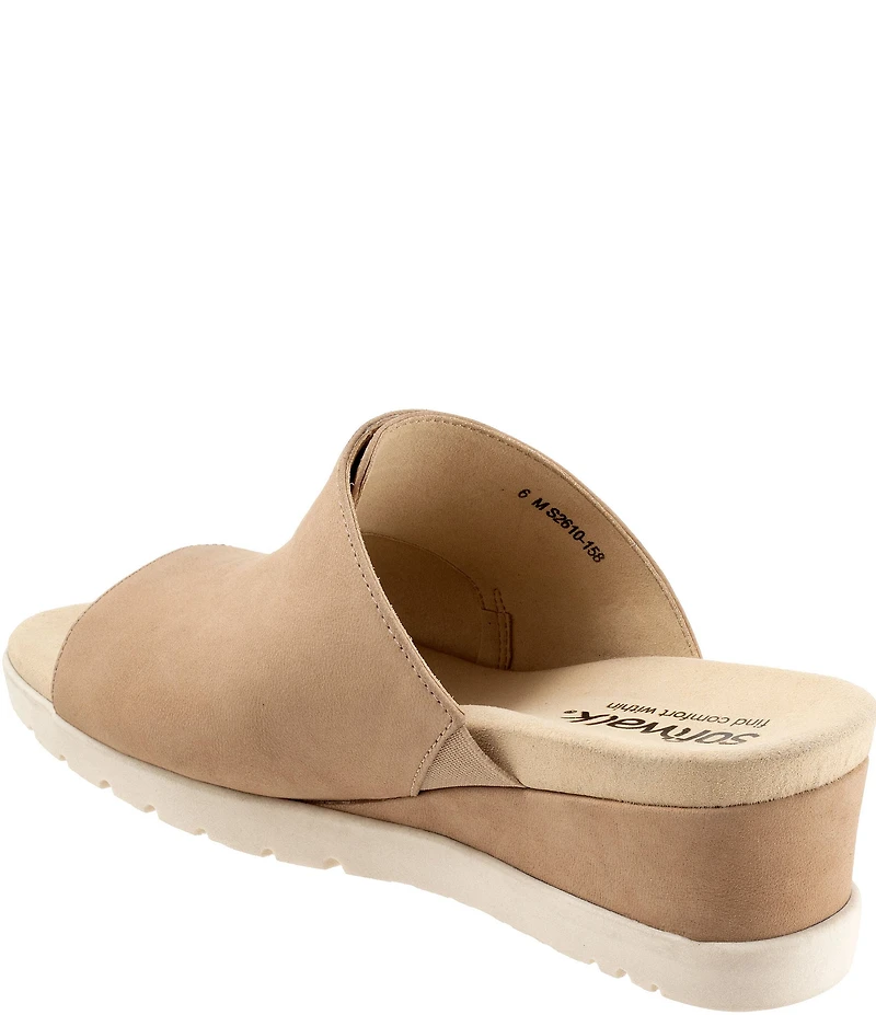 SoftWalk Newberry Suede Buckle Wedge Slide Sandals