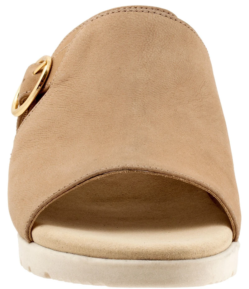 SoftWalk Newberry Suede Buckle Wedge Slide Sandals