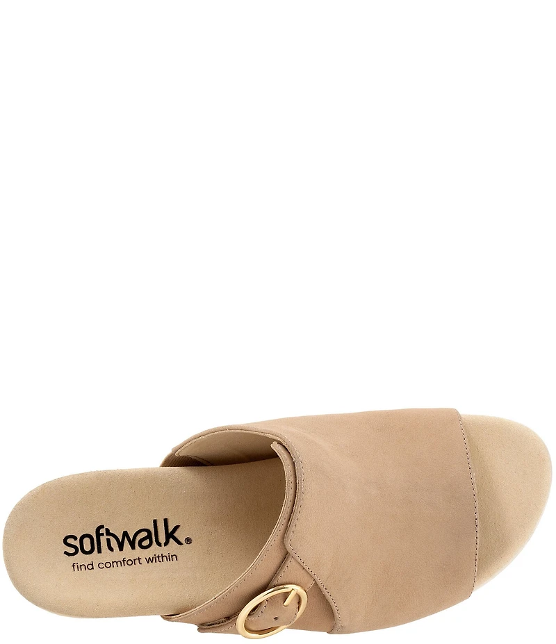 SoftWalk Newberry Suede Buckle Wedge Slide Sandals
