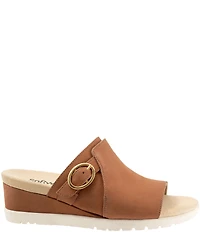 SoftWalk Newberry Suede Buckle Wedge Slide Sandals
