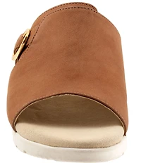 SoftWalk Newberry Suede Buckle Wedge Slide Sandals