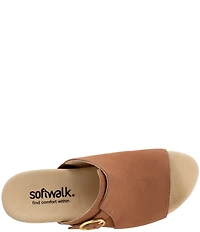 SoftWalk Newberry Suede Buckle Wedge Slide Sandals
