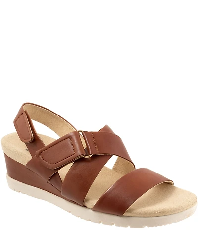 SoftWalk Novi Leather Banded Wedge Sandals