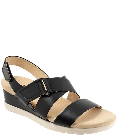 SoftWalk Novi Leather Banded Wedge Sandals