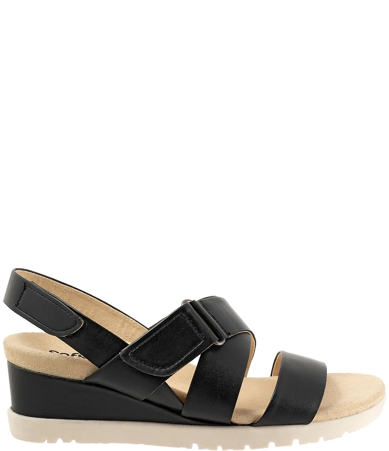 SoftWalk Novi Leather Banded Wedge Sandals