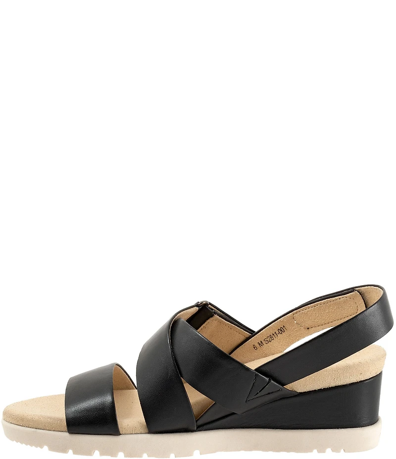 SoftWalk Novi Leather Banded Wedge Sandals
