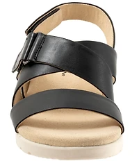 SoftWalk Novi Leather Banded Wedge Sandals
