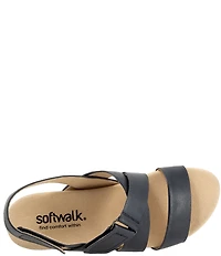 SoftWalk Novi Leather Banded Wedge Sandals