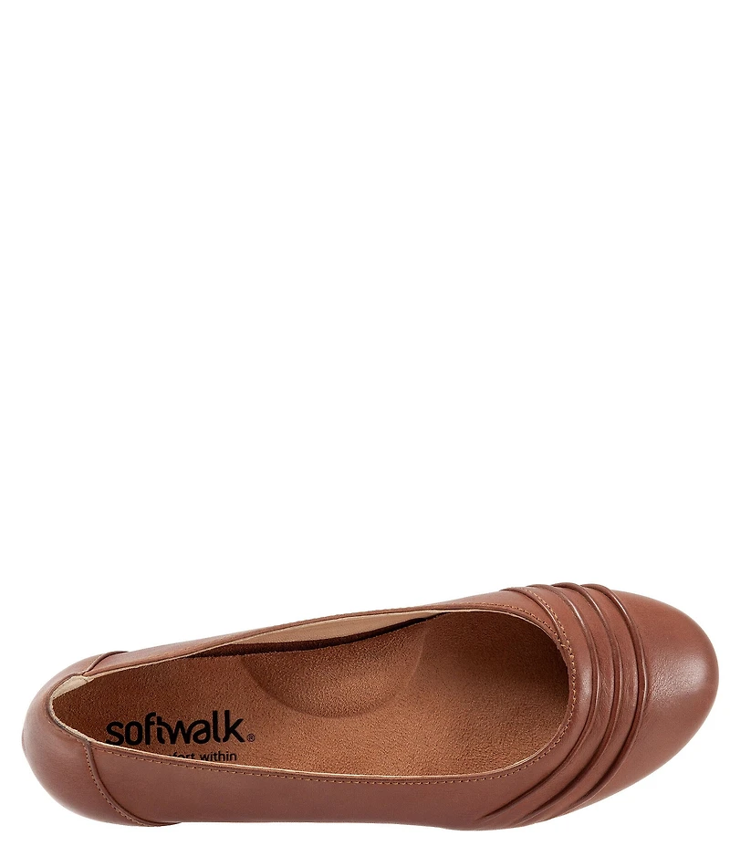 SoftWalk Safi Ruched Leather Flats