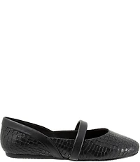 SoftWalk Samara Croco Embossed Leather Mary Jane Flats