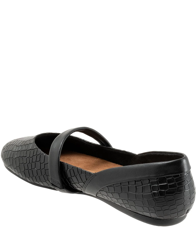 SoftWalk Samara Croco Embossed Leather Mary Jane Flats