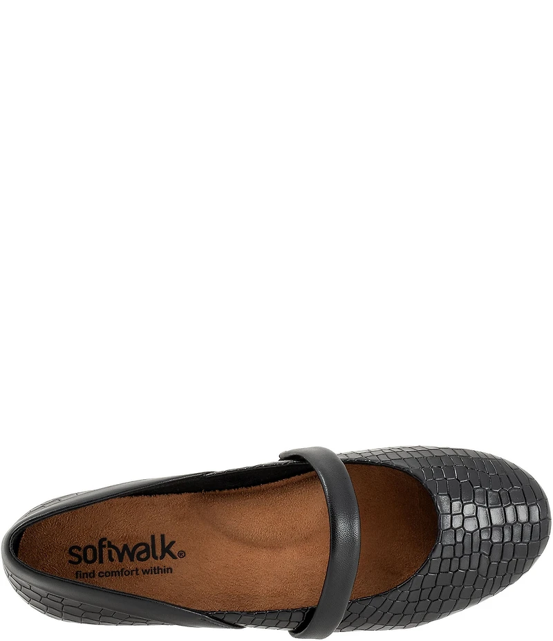 SoftWalk Samara Croco Embossed Leather Mary Jane Flats