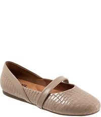 SoftWalk Samara Croco Embossed Leather Mary Jane Flats
