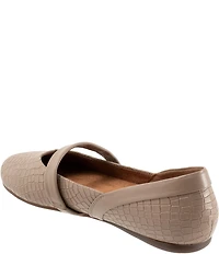 SoftWalk Samara Croco Embossed Leather Mary Jane Flats