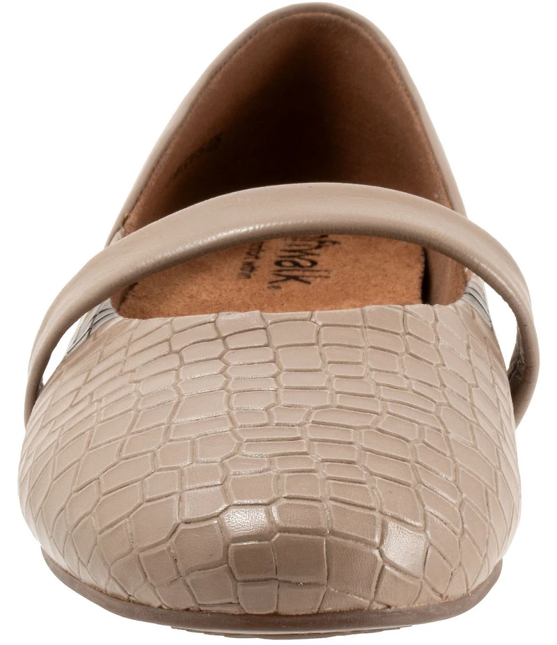 SoftWalk Samara Croco Embossed Leather Mary Jane Flats