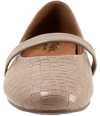 SoftWalk Samara Croco Embossed Leather Mary Jane Flats