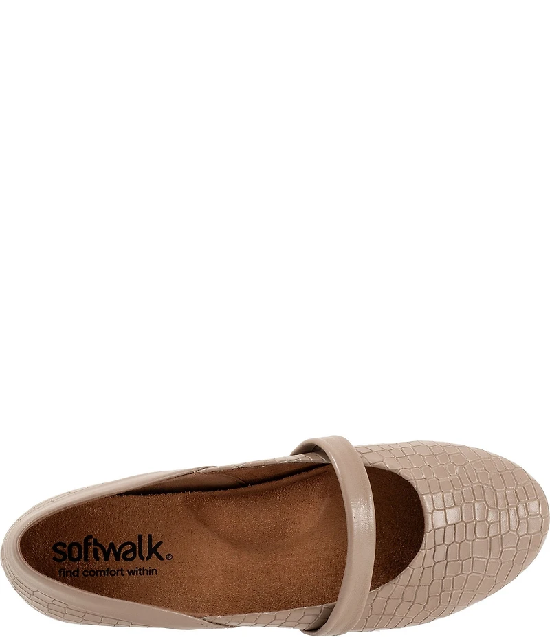 SoftWalk Samara Croco Embossed Leather Mary Jane Flats