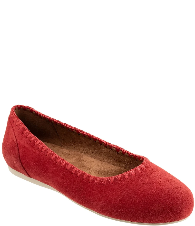 SoftWalk Sonoma Embroidery Suede Ballet Flats
