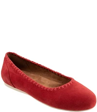SoftWalk Sonoma Embroidery Suede Ballet Flats