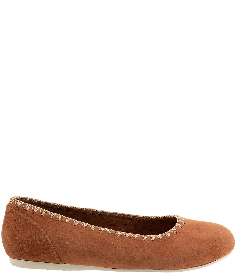 SoftWalk Sonoma Embroidery Suede Ballet Flats