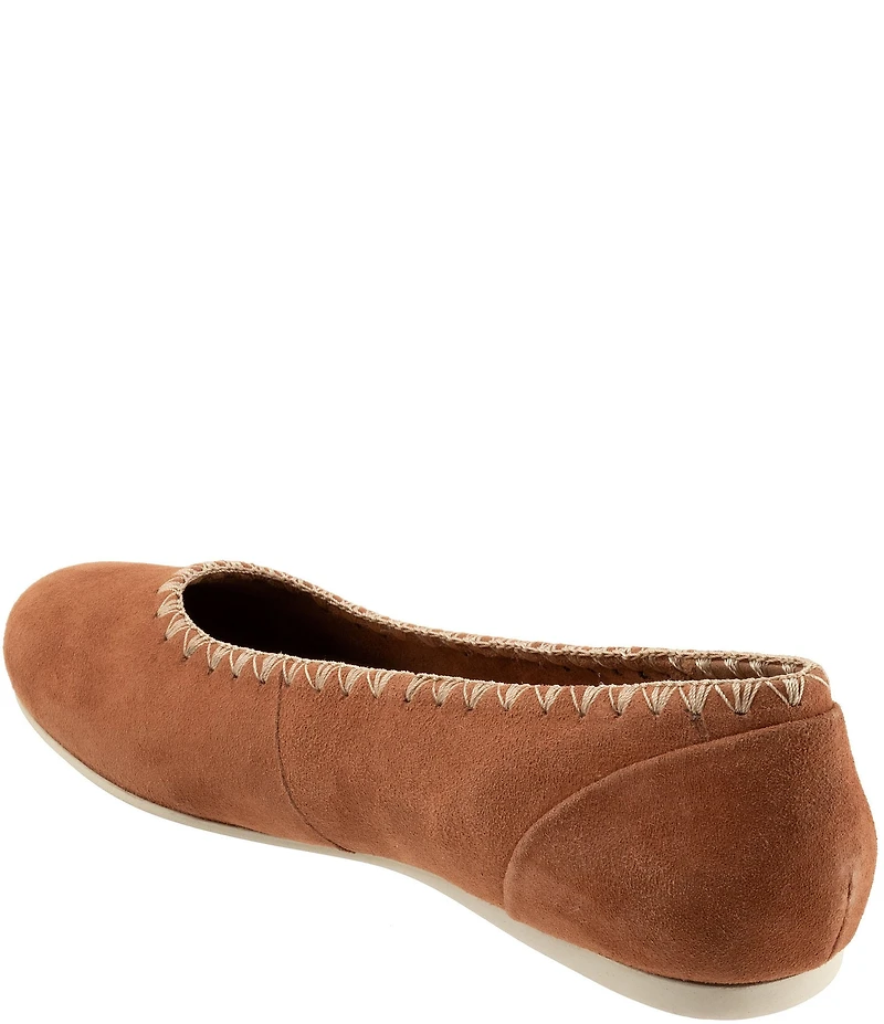 SoftWalk Sonoma Embroidery Suede Ballet Flats