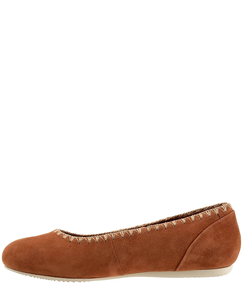 SoftWalk Sonoma Embroidery Suede Ballet Flats