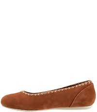 SoftWalk Sonoma Embroidery Suede Ballet Flats