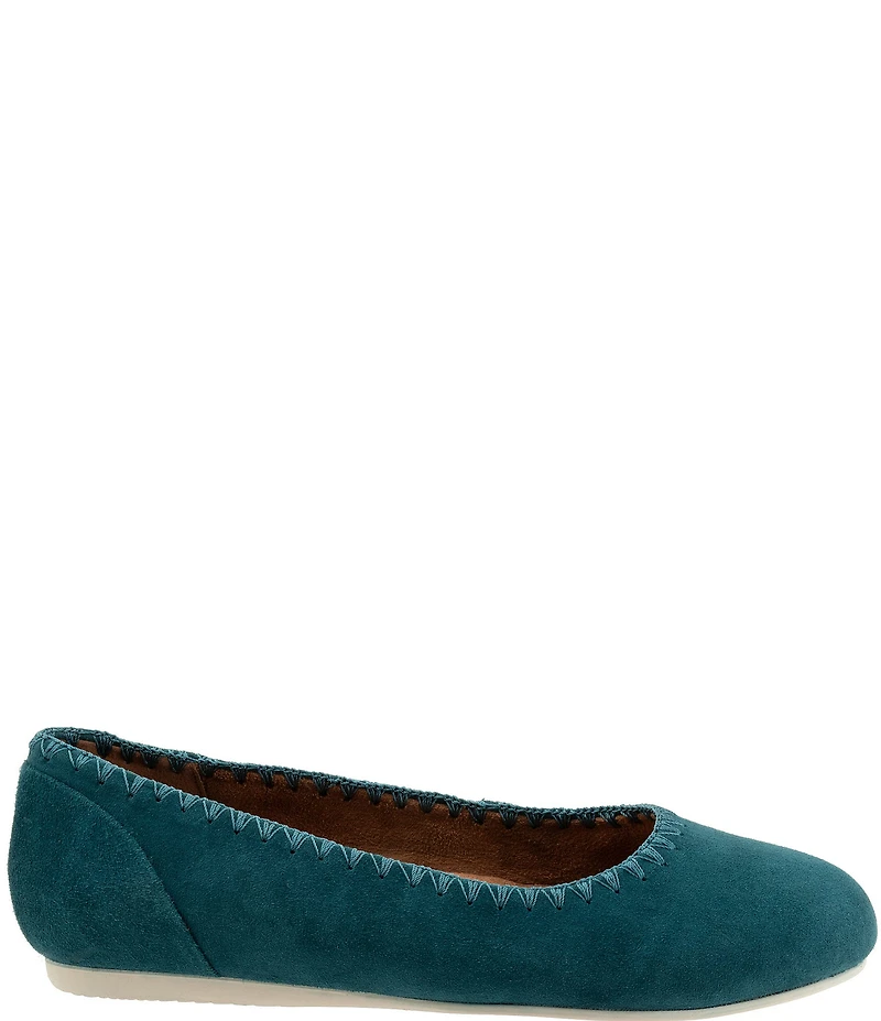 SoftWalk Sonoma Embroidery Suede Ballet Flats