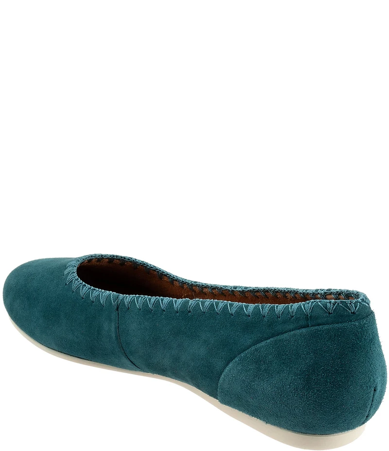 SoftWalk Sonoma Embroidery Suede Ballet Flats