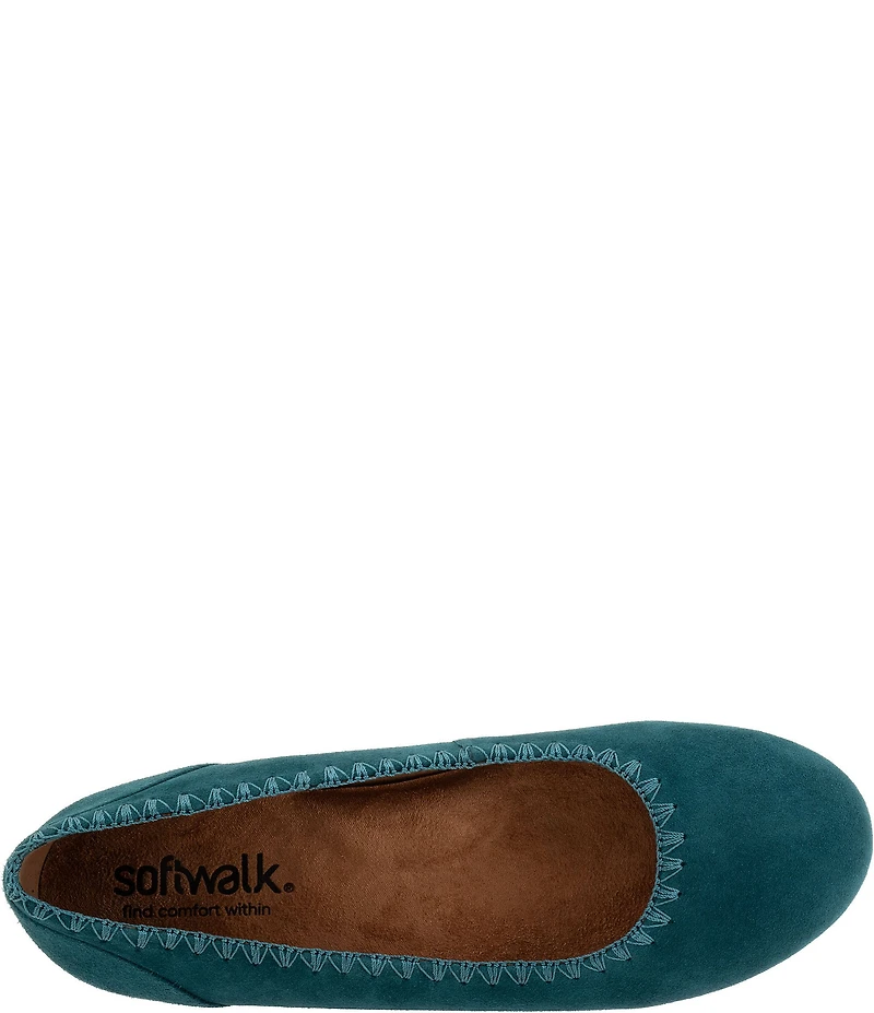 SoftWalk Sonoma Embroidery Suede Ballet Flats