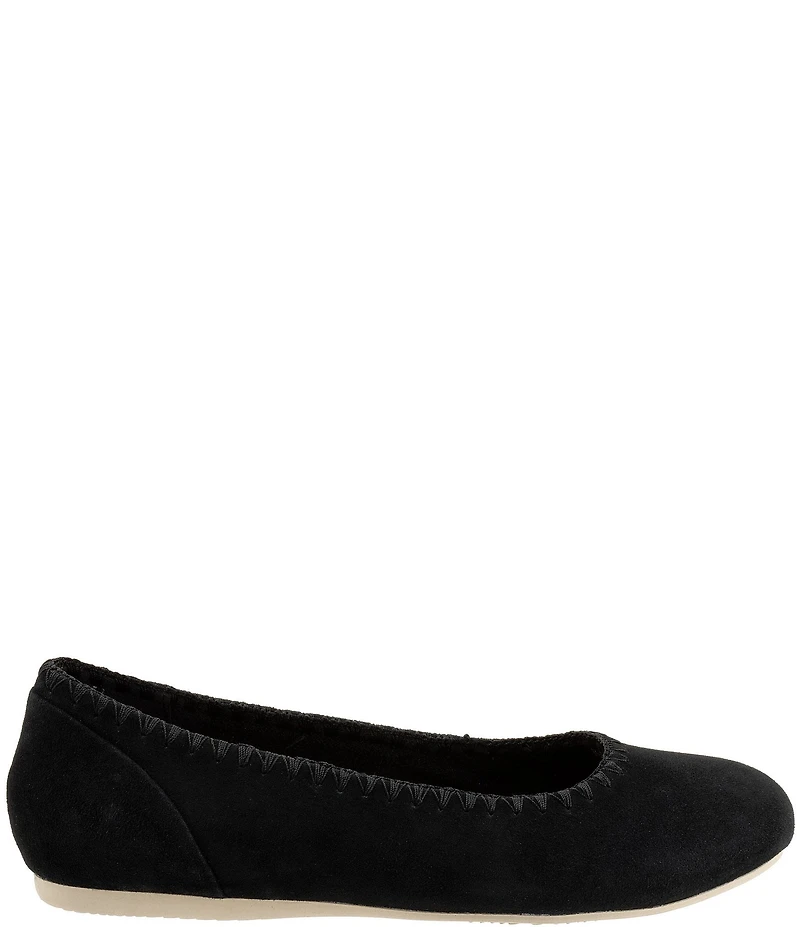 SoftWalk Sonoma Embroidery Suede Ballet Flats
