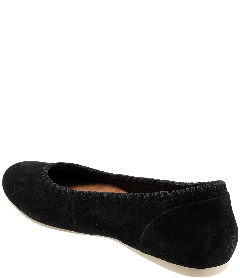 SoftWalk Sonoma Embroidery Suede Ballet Flats
