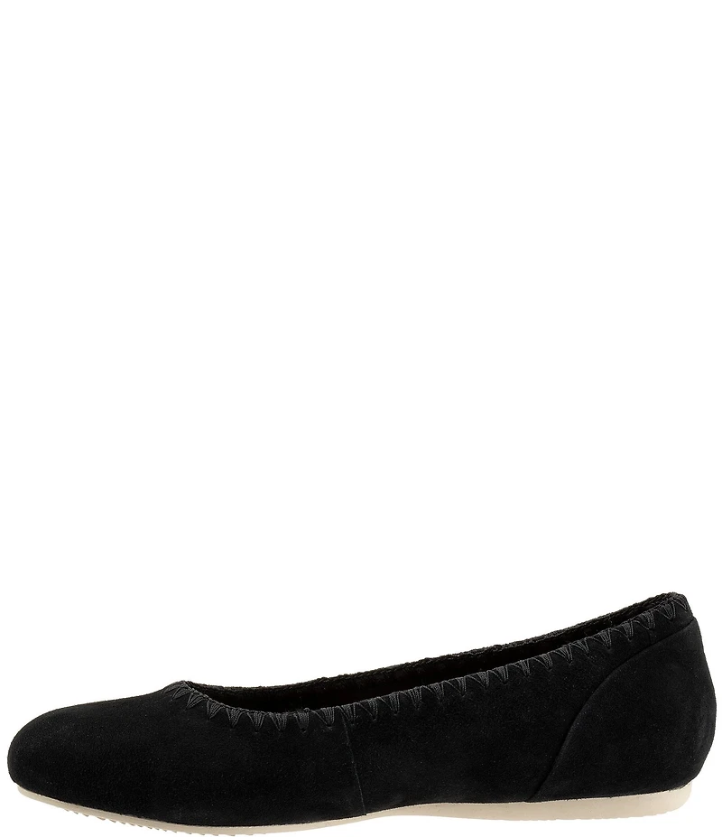 SoftWalk Sonoma Embroidery Suede Ballet Flats