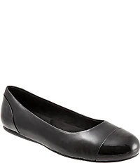 SoftWalk Sonoma Leather and Patent Cap Toe Ballerina Slip-On Flats