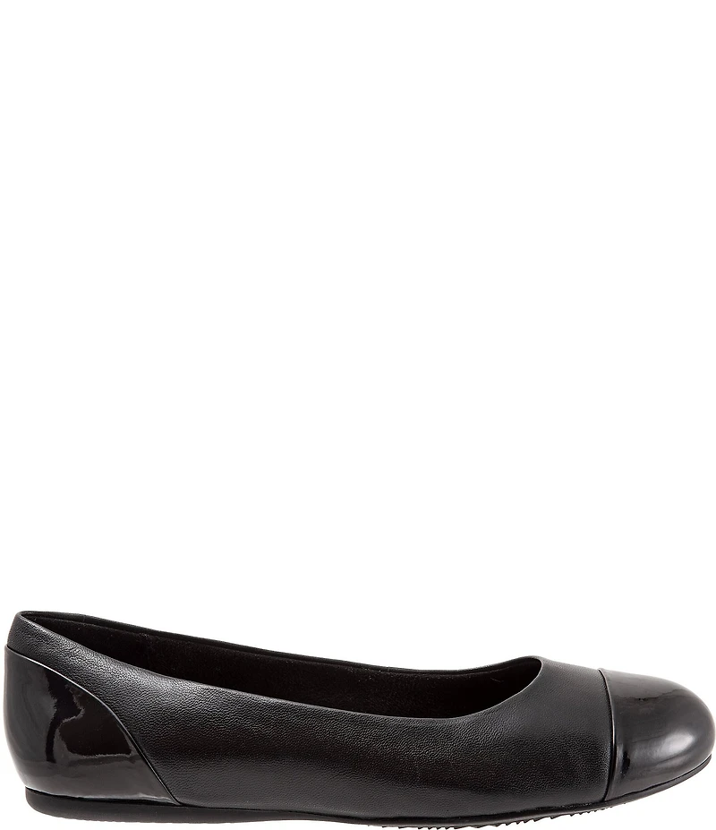 SoftWalk Sonoma Leather and Patent Cap Toe Ballerina Slip-On Flats