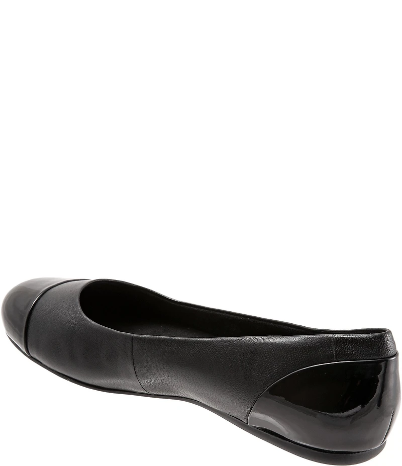 SoftWalk Sonoma Leather and Patent Cap Toe Ballerina Slip-On Flats