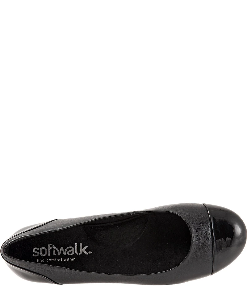 SoftWalk Sonoma Leather and Patent Cap Toe Ballerina Slip-On Flats