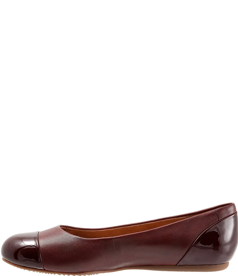 SoftWalk Sonoma Leather and Patent Cap Toe Ballerina Slip-On Flats