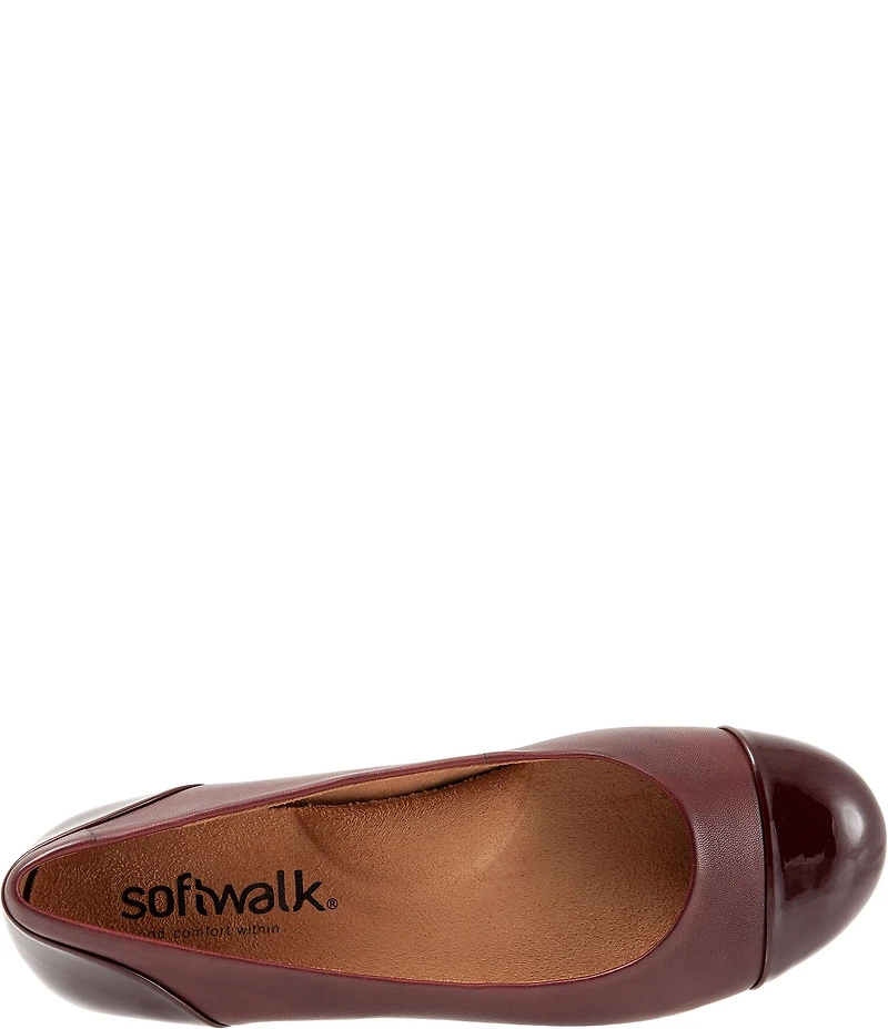 SoftWalk Sonoma Leather and Patent Cap Toe Ballerina Slip-On Flats