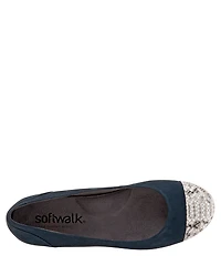 SoftWalk Sonoma Suede & Snake Print Cap Toe Ballet Flats
