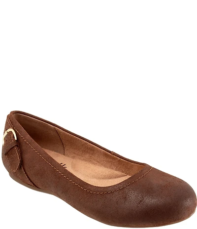 SoftWalk Sydney Suede Backstrap Buckle Hardware Slip On Flats