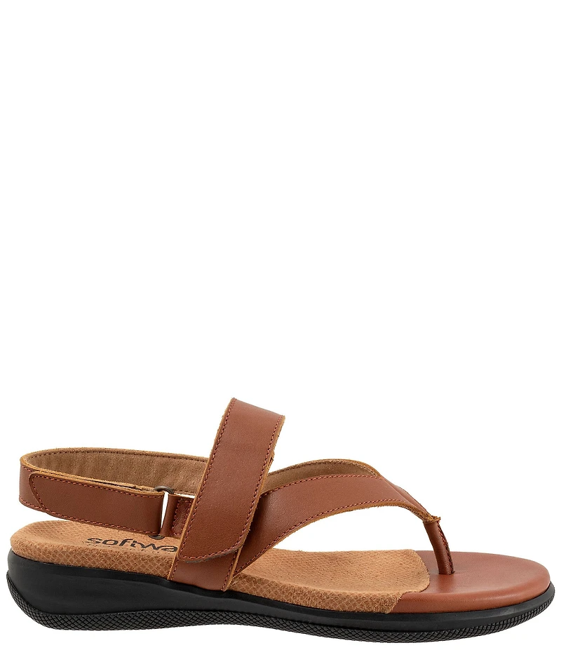 SoftWalk Tracy 2.0 Leather Adjustable Slingback Thong Sandals