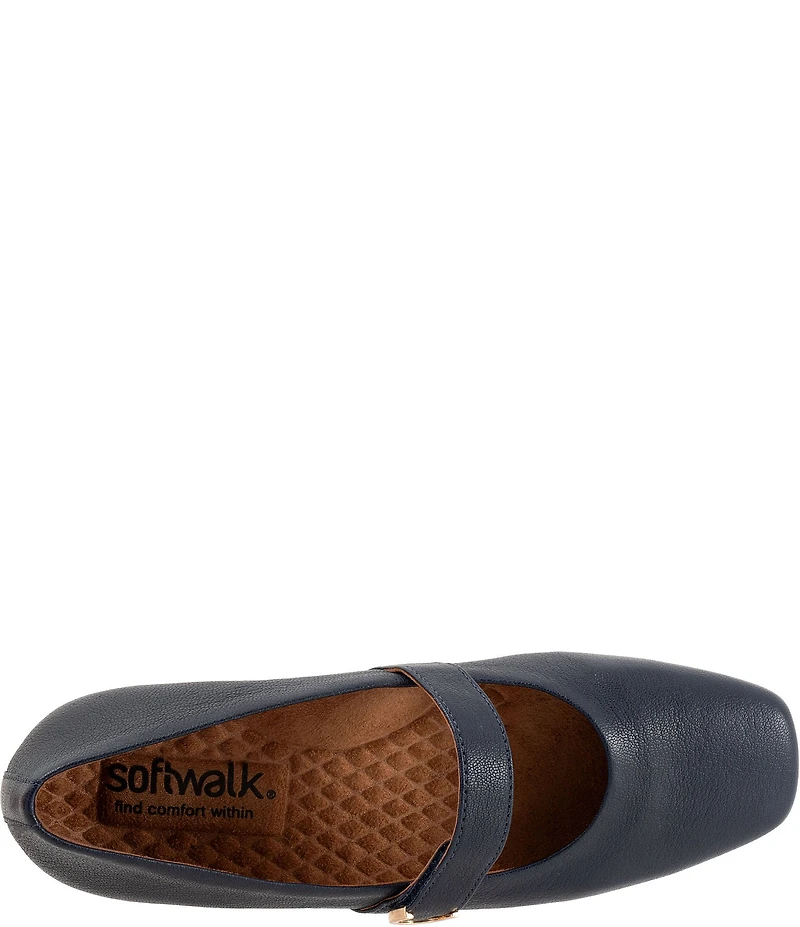 SoftWalk Valdivia Leather Mary Jane Hardware Detail Ballet Flats