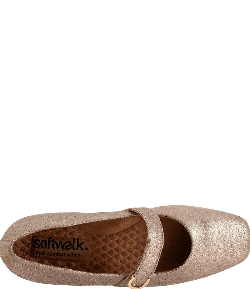SoftWalk Valdivia Leather Mary Jane Hardware Detail Ballet Flats