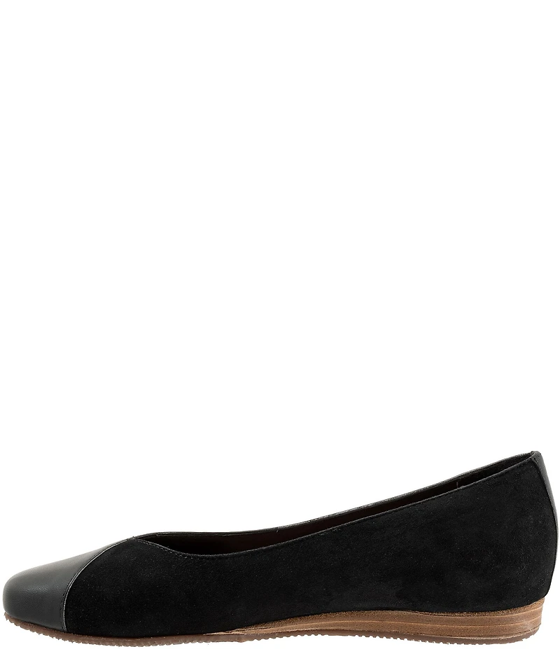 SoftWalk Vina Leather and Suede Mini Wedge Slip On Pumps