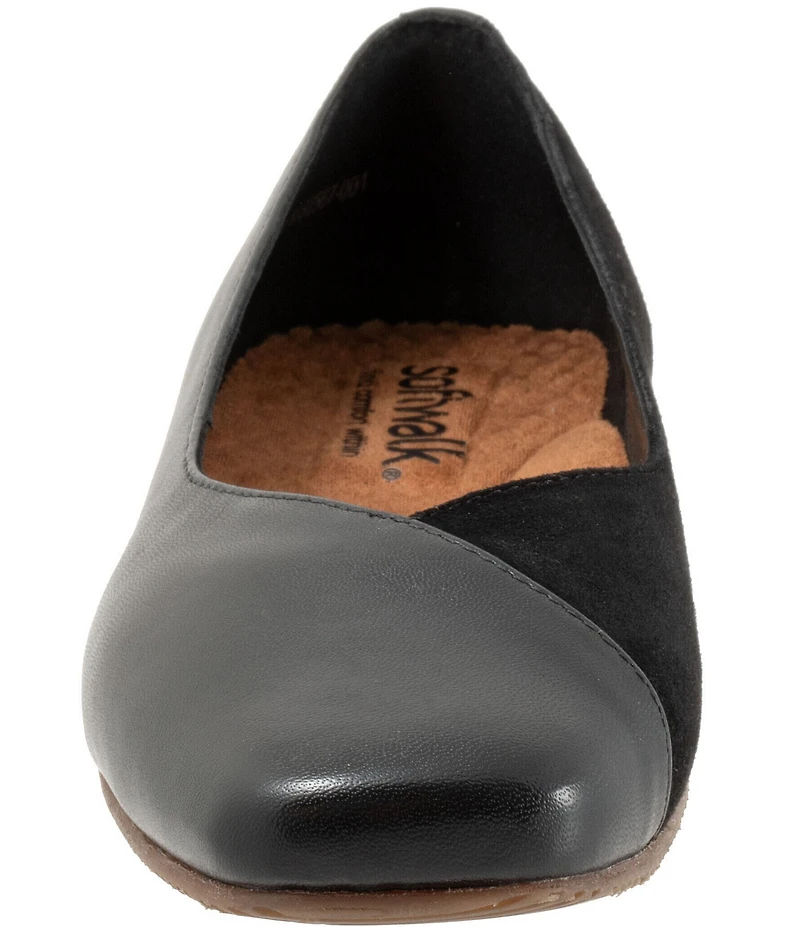 SoftWalk Vina Leather and Suede Mini Wedge Slip On Pumps