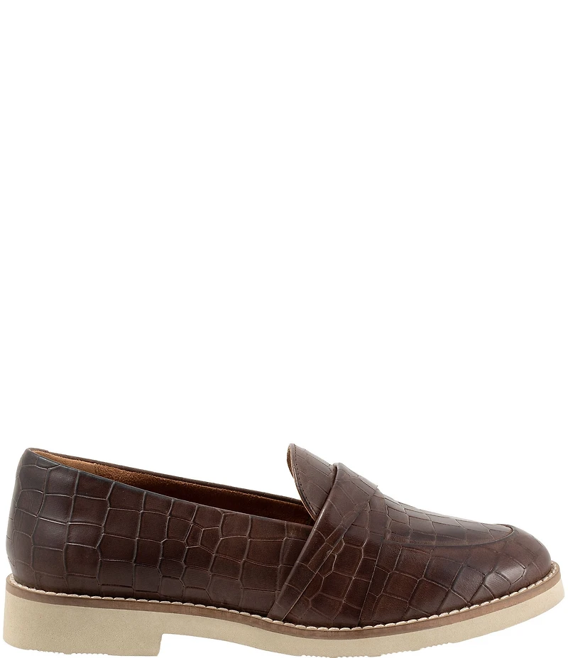 SoftWalk Walsh Crocodile Print Leather Loafers